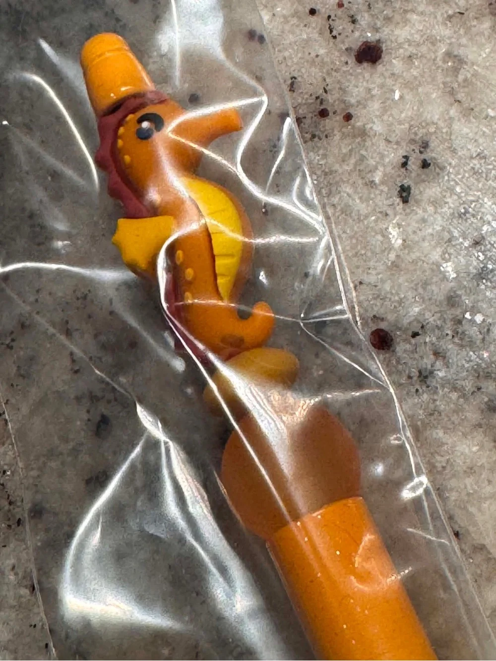 Hand Crafted Yellow Orange Seahorse Top Pen